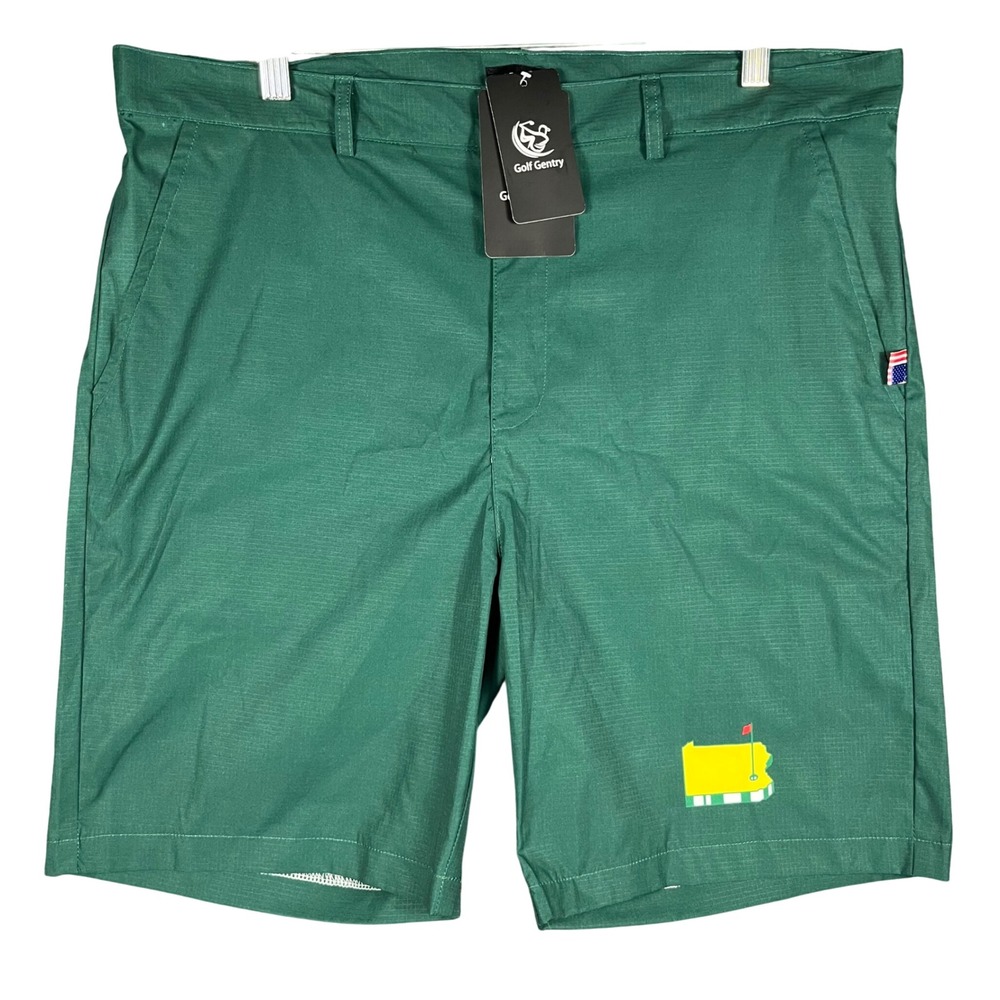 Golf Gentry Golf Shorts‎ Mens Large Green Masters Graphic Ripstop Stretch NEW